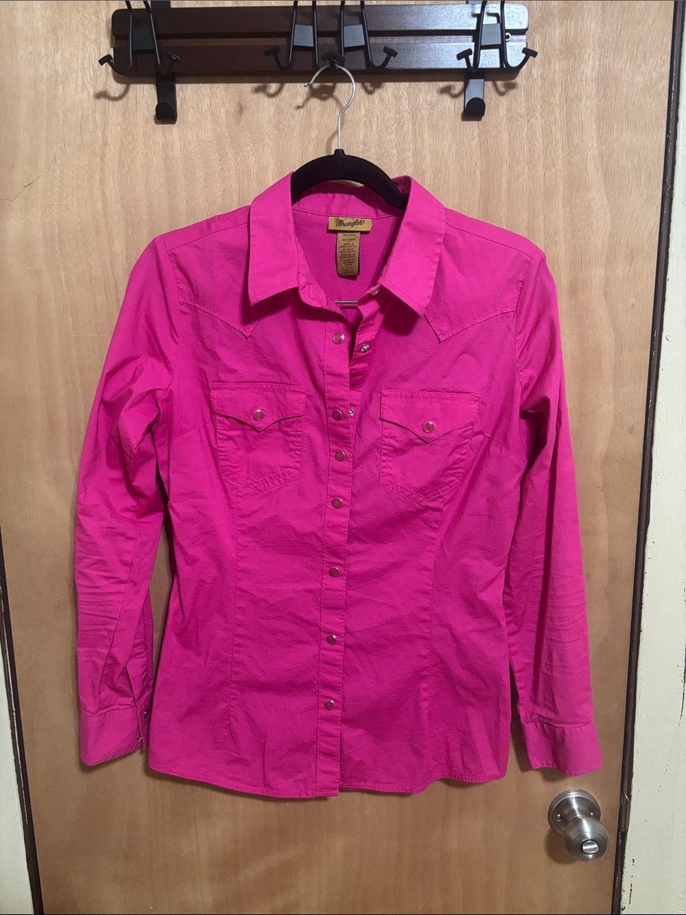 Wrangler Women's Bright Pink Western Pearl Snap Shirt